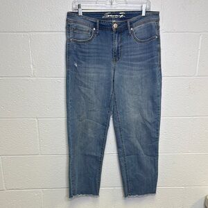 Seven7 Blue Ankle Cropped Jeans with Raw Hem